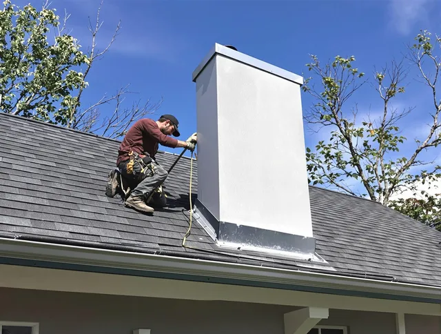 Reynoldsburg Chimney Sweep team member finishing chimney construction in Reynoldsburg, OH