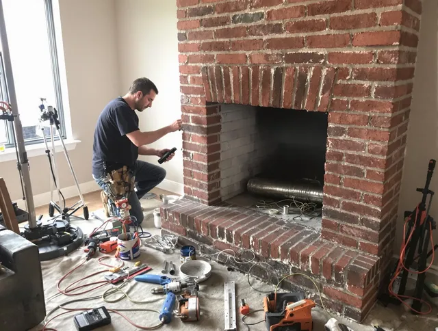 Reynoldsburg Chimney Sweep specialist finalizing chimney liner service in Reynoldsburg, OH