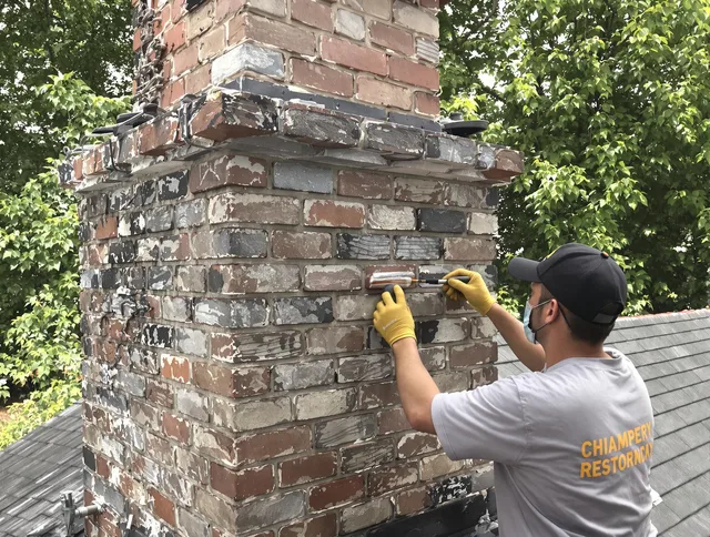 In-progress chimney restoration by Reynoldsburg Chimney Sweep in Reynoldsburg, OH