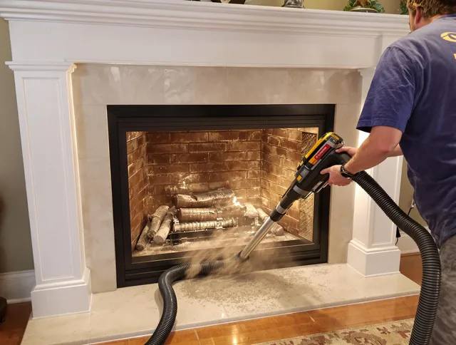 Fireplace cleaning performed by Reynoldsburg Chimney Sweep in Reynoldsburg, OH